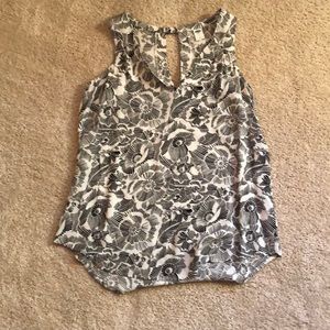 Black and white floral blouse